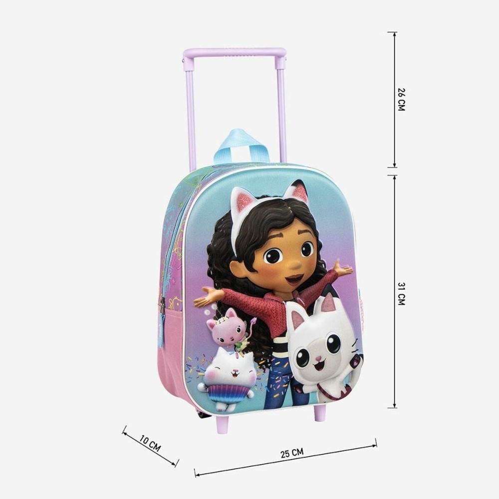 Schulrucksack 3D mit Rädern Gabby's Dollhouse Rosa