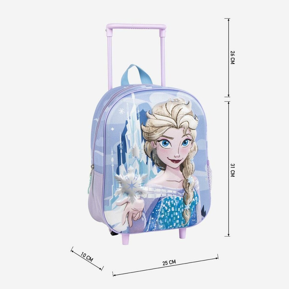 Schulrucksack 3D mit Rädern Frozen Lila