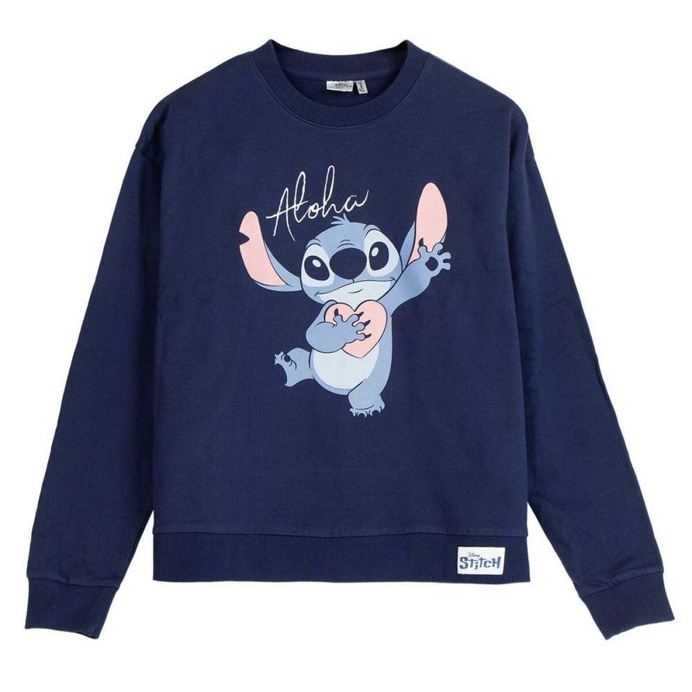 Sweat sans capuche femme Stitch Bleu foncé