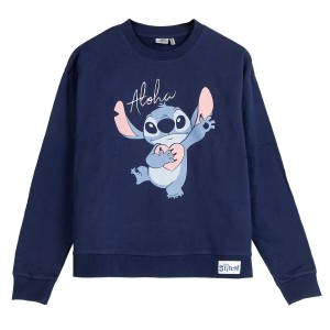 Sweat sans capuche femme Stitch Bleu foncé