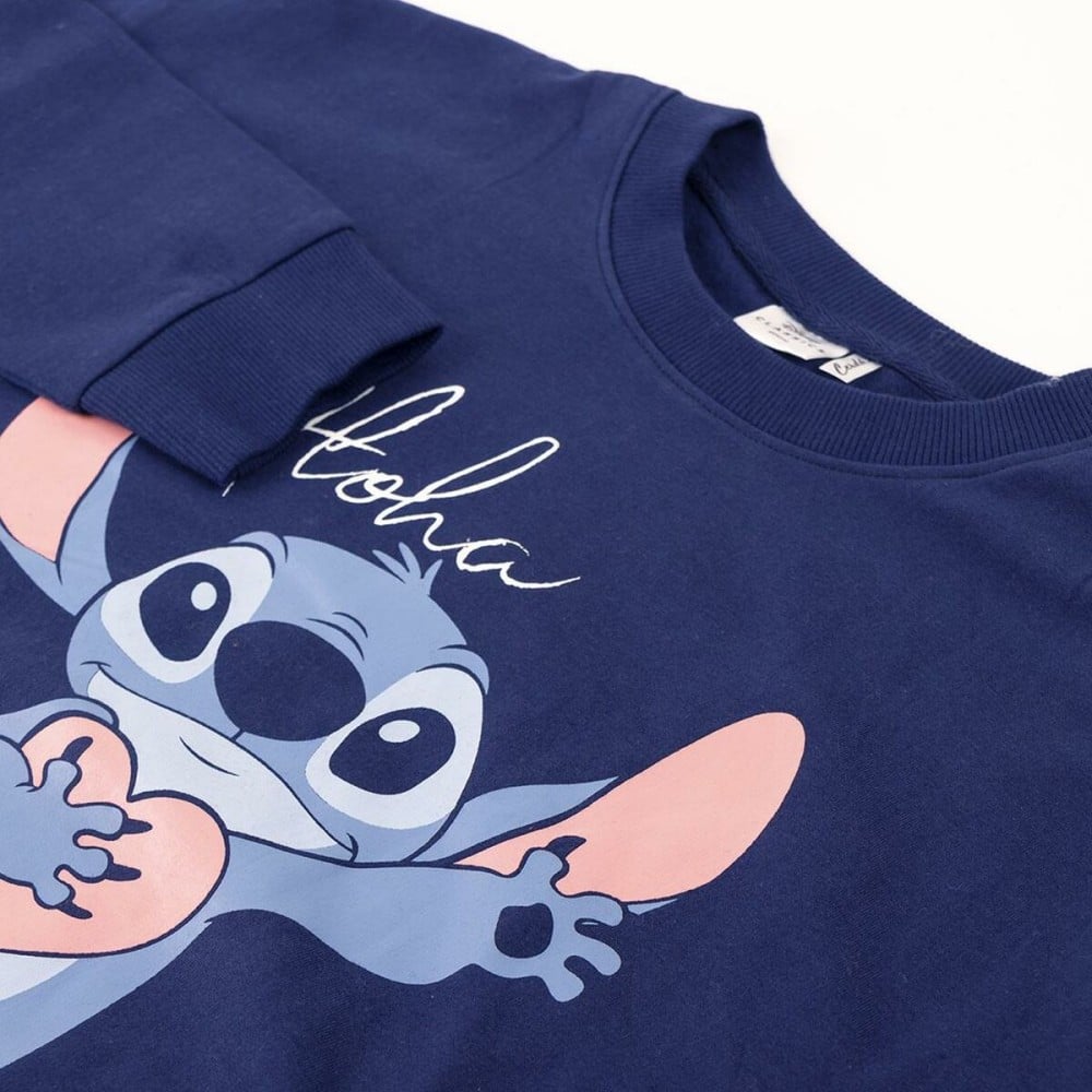 Sweat sans capuche femme Stitch Bleu foncé