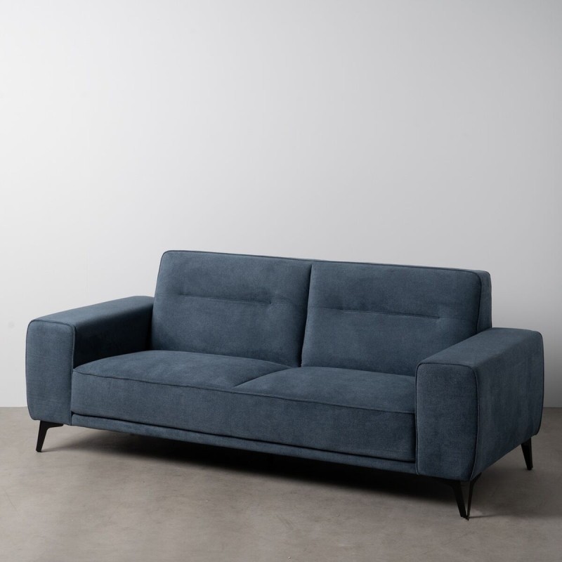 Dreisitzer-Sofa Blau Holz 220 x 87 x 85 cm