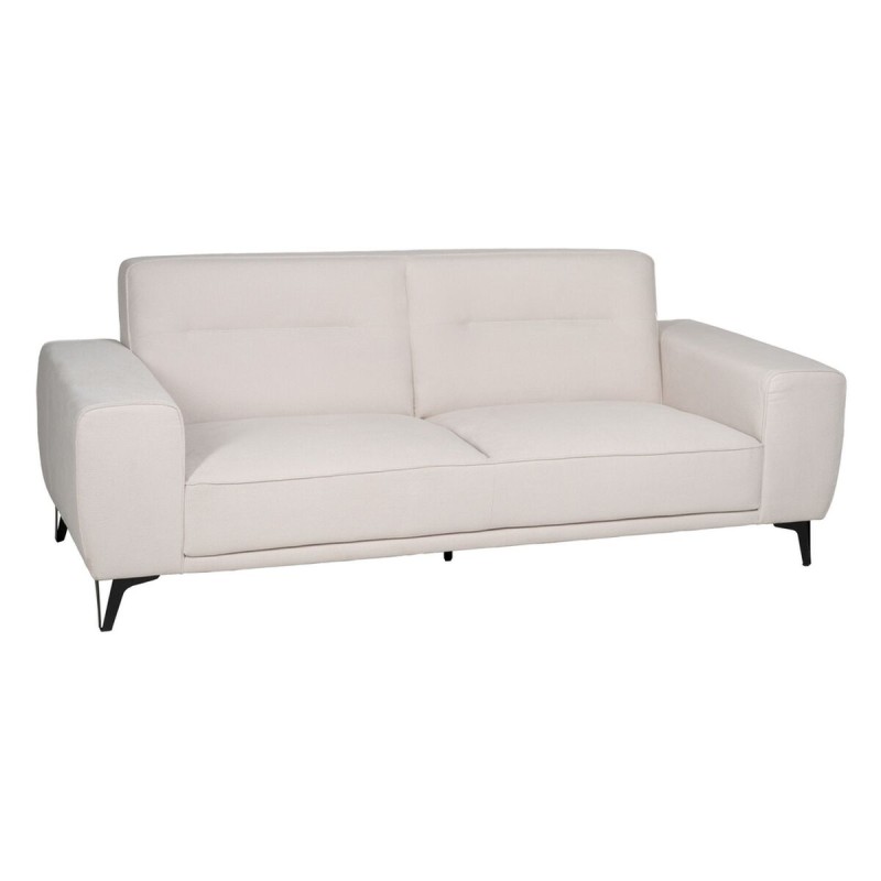 3-Seater Sofa Cream Wood 220 x 87 x 85 cm