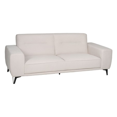 Dreisitzer-Sofa Creme Holz 220 x 87 x 85 cm