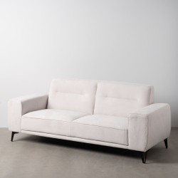 Dreisitzer-Sofa Creme Holz 220 x 87 x 85 cm