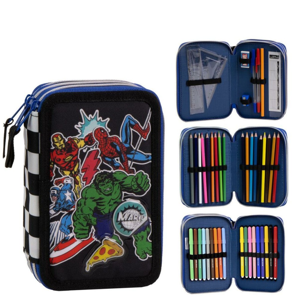 Trousse Scolaire avec Accessoires The Avengers Noir 41 x 58 x 3 cm