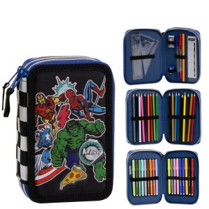 Trousse Scolaire avec Accessoires The Avengers Noir 41 x 58 x 3 cm