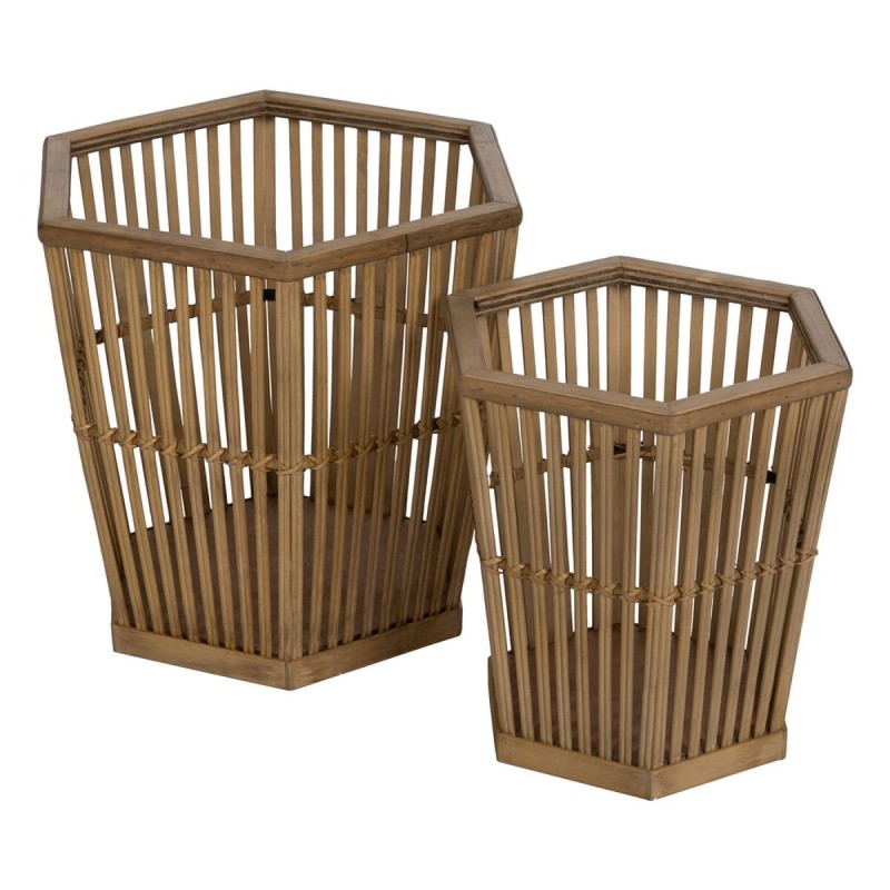 Set of Planters Natural Bamboo 39 x 34,5 x 35 cm (2 Units)