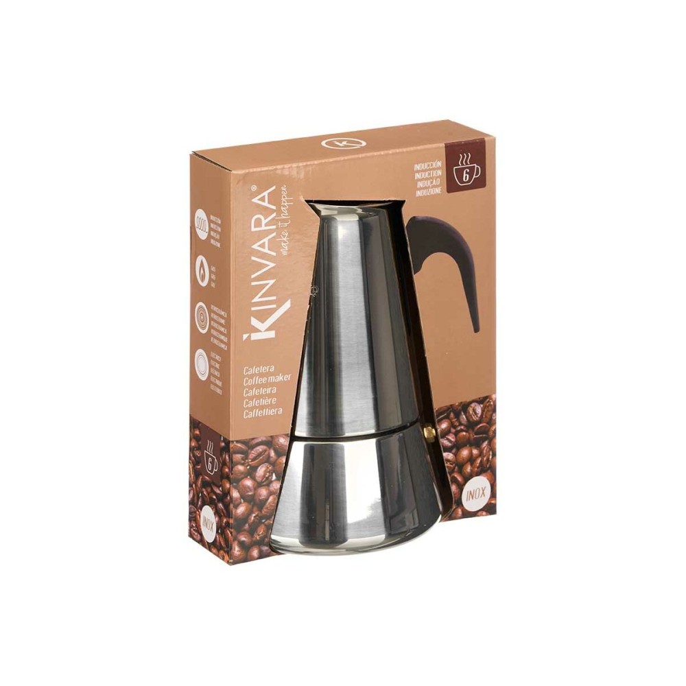 Cafetière Italienne Kinvara S12AA-6T Noir Argenté Acier 6 Tasses