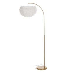 Lampadaire Blanc Doré Métal Plumes 60 W 220-240 V 68 x 40 x 175 cm