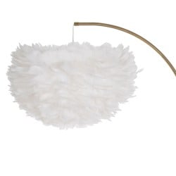 Floor Lamp White Golden Metal Feathers 60 W 220-240 V 68 x 40 x 175 cm