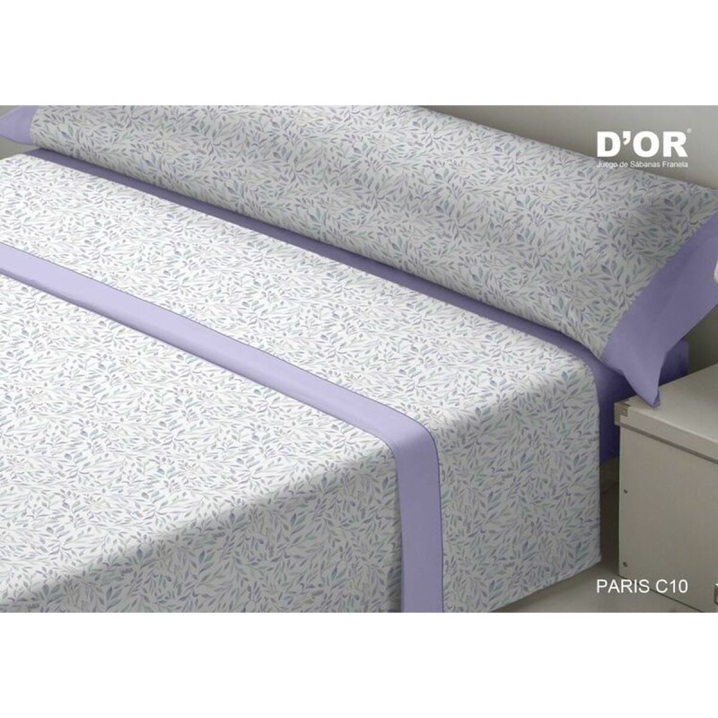 Jeu de draps D'Or PARIS Mauve Lit 1 persone Franela