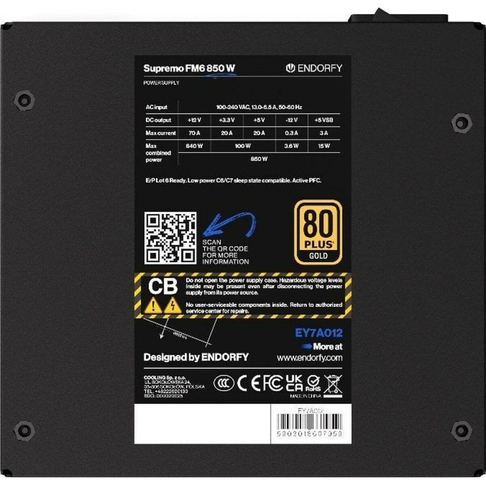 Bloc d’Alimentation Endorfy EY7A012 ATX 850 W 80 Plus Gold