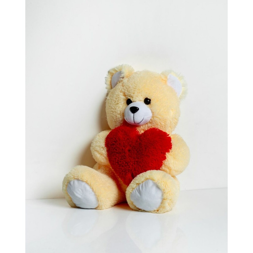 Teddy Bear GO GIFT FRANK 50 CR Cream Plush Heart 50 cm