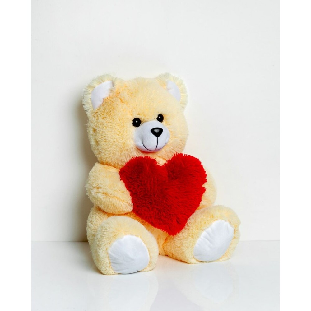 Teddy Bear GO GIFT FRANK 50 CR Cream Plush Heart 50 cm