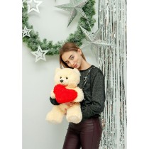 Teddy Bear GO GIFT FRANK 50 CR Cream Plush Heart 50 cm