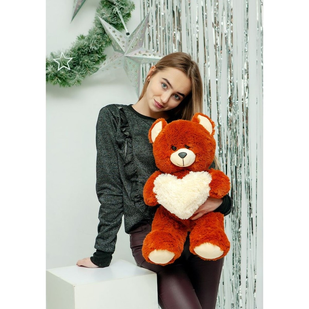 Teddy Bear GO GIFT FRANK 50 BR Brown Plush Heart 50 cm