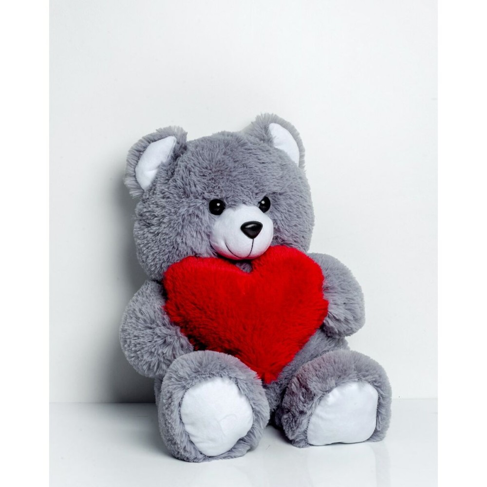 Teddy Bear GO GIFT FRANK 50 GR Grey Plush Heart 50 cm