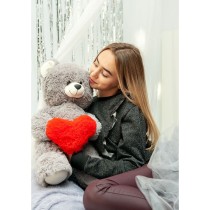 Teddy Bear GO GIFT FRANK 50 GR Grey Plush Heart 50 cm