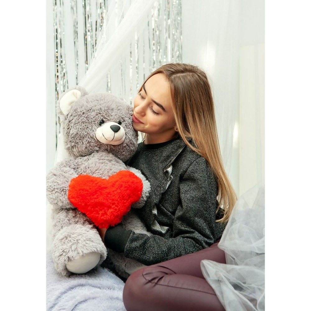 Teddy Bear GO GIFT FRANK 50 GR Grey Plush Heart 50 cm