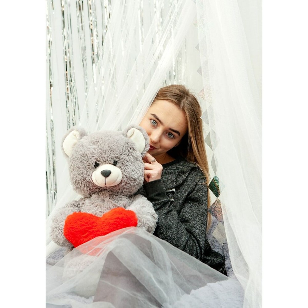 Teddy Bear GO GIFT FRANK 50 GR Grey Plush Heart 50 cm