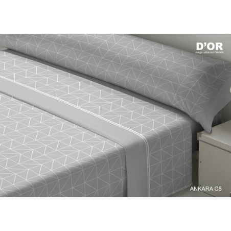 Jeu de draps D'Or ANKARA Gris Gran lit 2 persones Franela