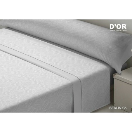 Jeu de draps D'Or BERLIN Gris Gran lit 2 persones Franela