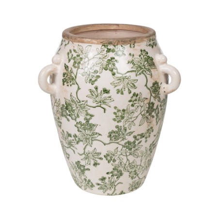 Vase Romimex Vert Beige Porcelaine 23 x 27 x 23 cm Avec des poignées