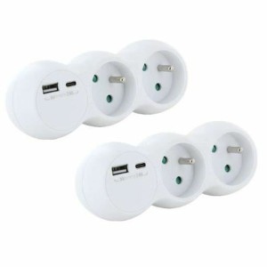 Rallonge 2 prises Schuko avec interrupteur Chacon 47002 3680 W