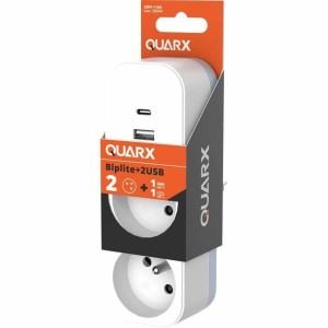 Steckdosenleiste mit 2 Steckdosen mit Schalter QUARX 3680 W