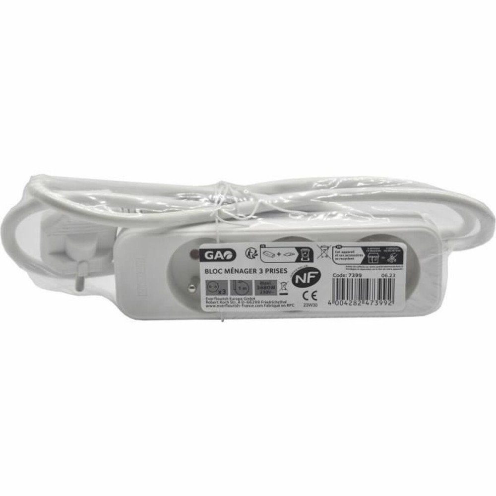 Rallonge 3 prises Schuko sans interrupteur GAO