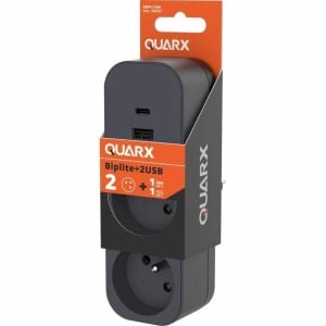 Steckdosenleiste mit 2 Steckdosen mit Schalter QUARX 3680 W