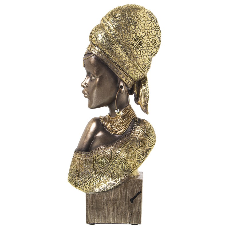 Bust Alexandra House Living Golden Plastic African Woman 11 x 19 x 41 cm