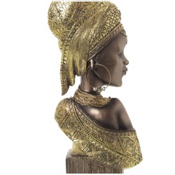 Bust Alexandra House Living Golden Plastic African Woman 11 x 19 x 41 cm