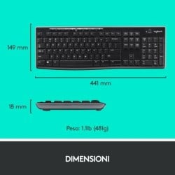 Keyboard and Wireless Mouse Logitech 920-004512 Black Qwerty Italian