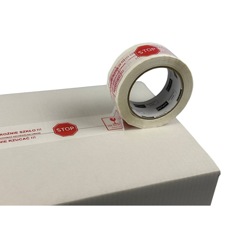 Adhesive Tape taśma "Ostrożnie szkło" White