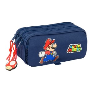 Dreifaches Mehrzweck-Etui Super Mario Trick Rot Dunkelblau 21,5 x 10 x 8 cm