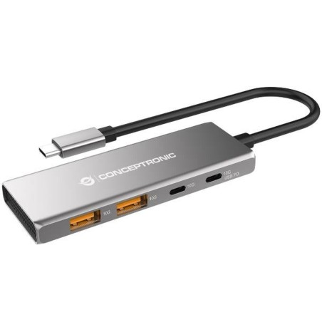 Hub USB Conceptronic HUBBIES15G Grau (1 Stück)