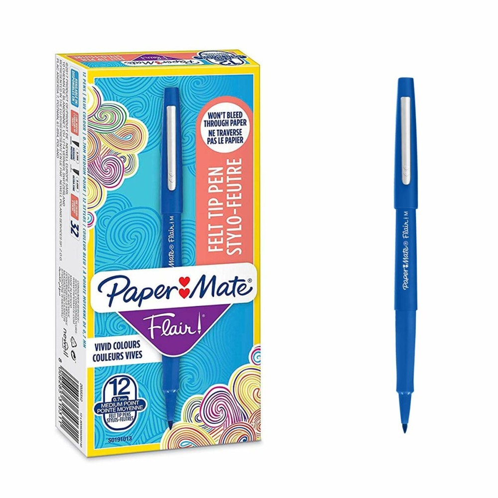Felt-tip pens Paper Mate Flair! M Blue (12 Units)