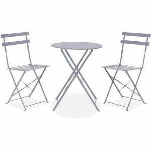 Tisch-Set mit 2 Stühlen Grau