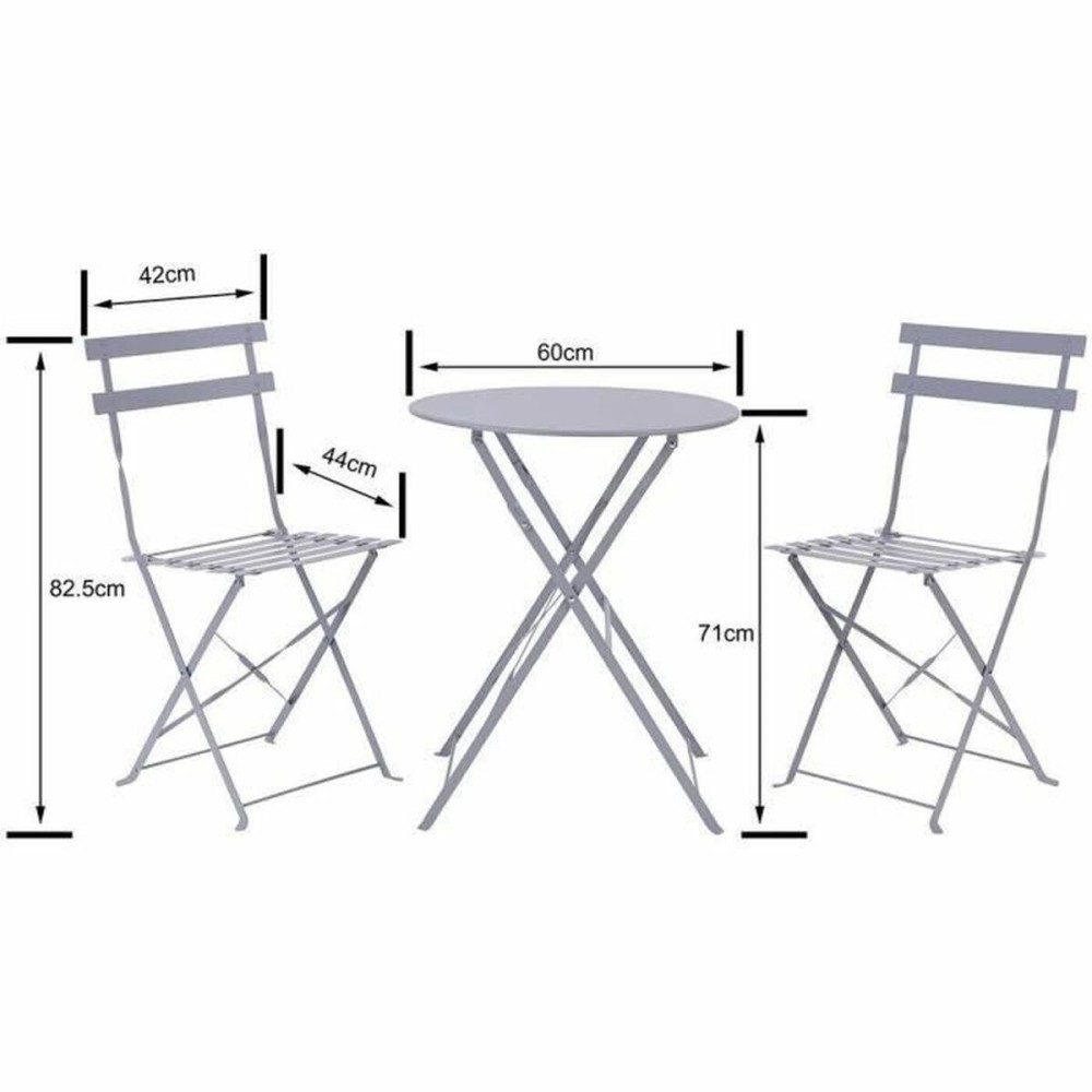 Tisch-Set mit 2 Stühlen Grau