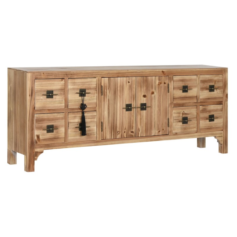 TV furniture Home ESPRIT Black Natural Fir MDF Wood 130 x 24 x 51 cm