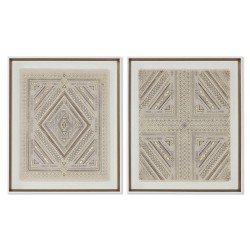 Toile Home ESPRIT Blanc Naturel Boho 50 x 3,8 x 60 cm (2 Unités)