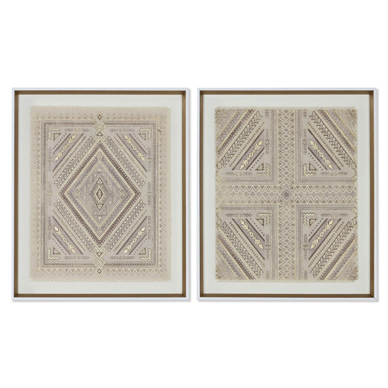 Canvas Home ESPRIT White Natural Boho 50 x 3,8 x 60 cm (2 Units)