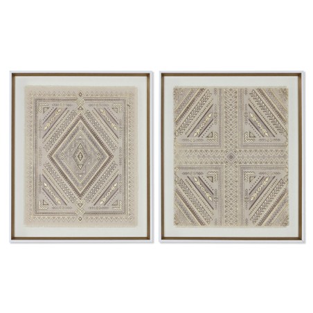 Canvas Home ESPRIT White Natural Boho 50 x 3,8 x 60 cm (2 Units)