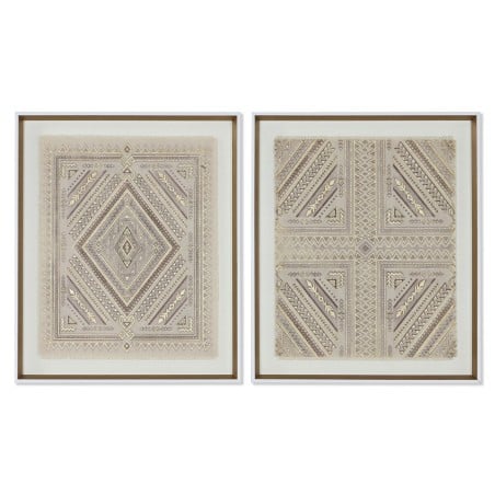 Toile Home ESPRIT Blanc Naturel Boho 50 x 3,8 x 60 cm (2 Unités)