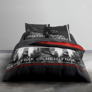 Bettbezug-Set TODAY Clem Schwarz Rot Doppelbett 220 x 240 cm