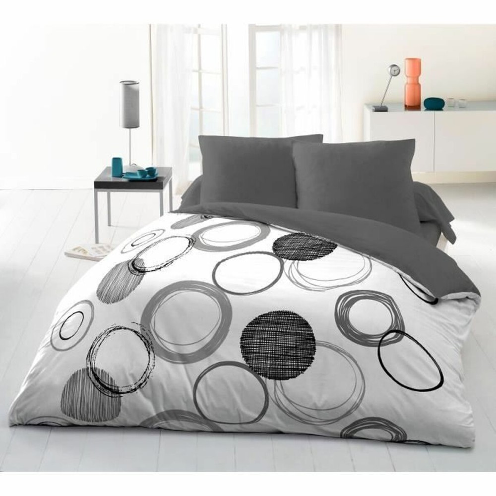 Parure de couette HOME LINGE PASSION Audace Gris Gris clair 240 x 260 cm