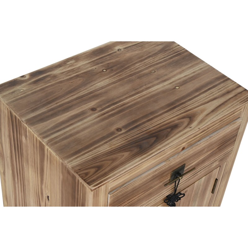 Table de Nuit Home ESPRIT Noir Naturel Bois d'épicéa Bois MDF 45 x 34 x 66 cm