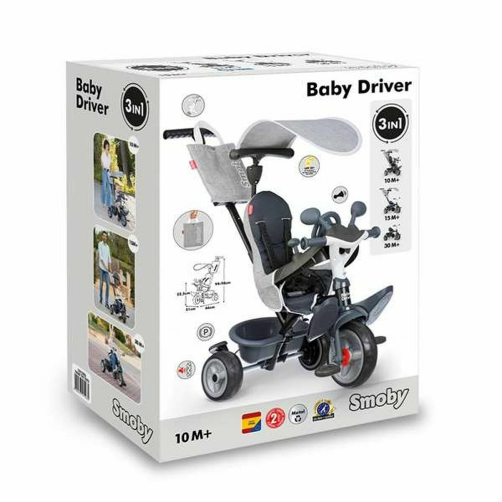 Tricycle Smoby Baby Driver Gris